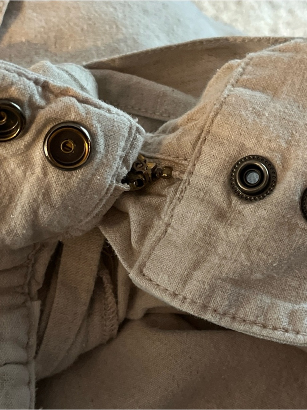 Jag High Rise Belted Pleat Paper Bag Short In Oatmeal Women’s 14 Linen Cotton - Picture 7 of 10